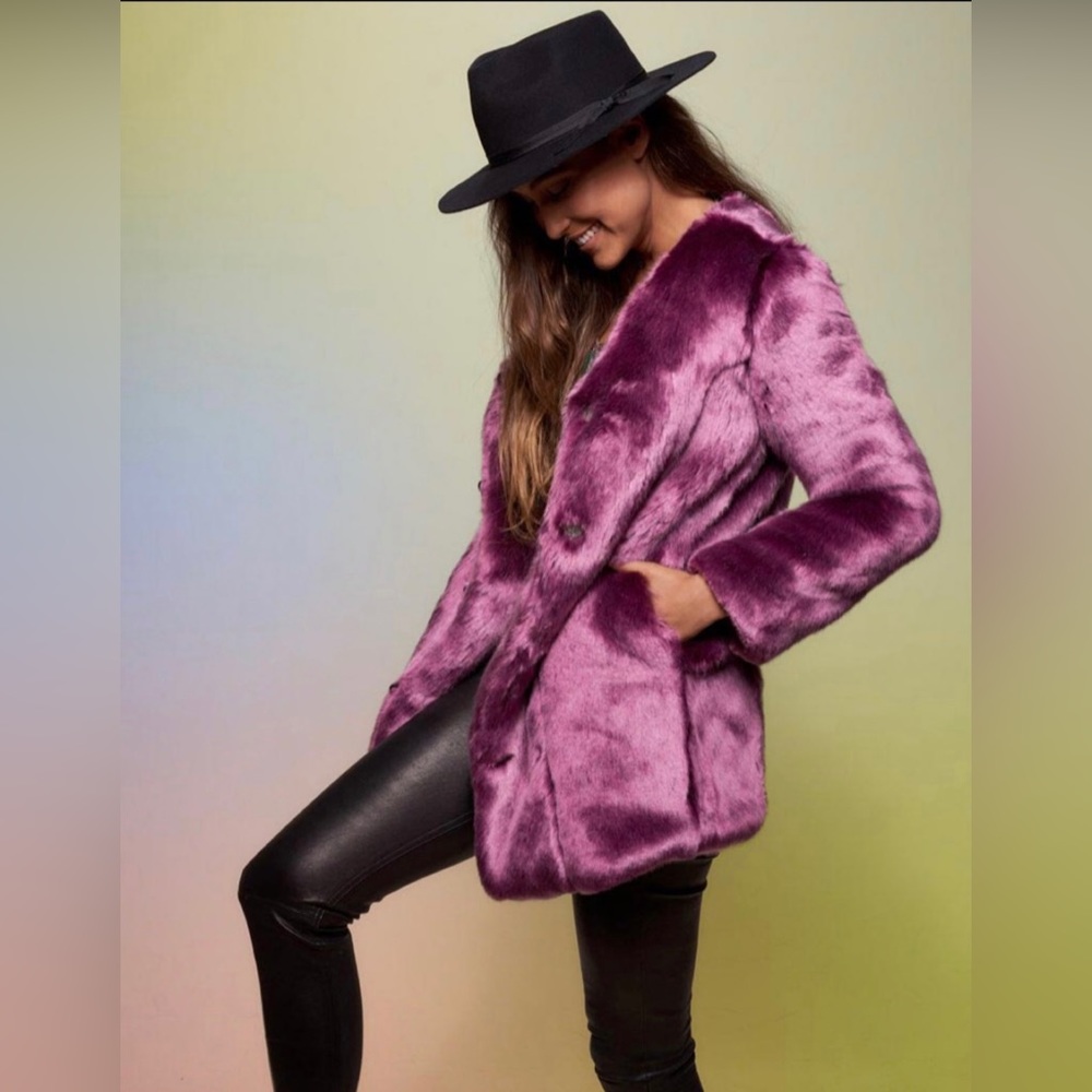 SpiritHoods Plush Faux Fur Teddy Jacket in Deep Purple